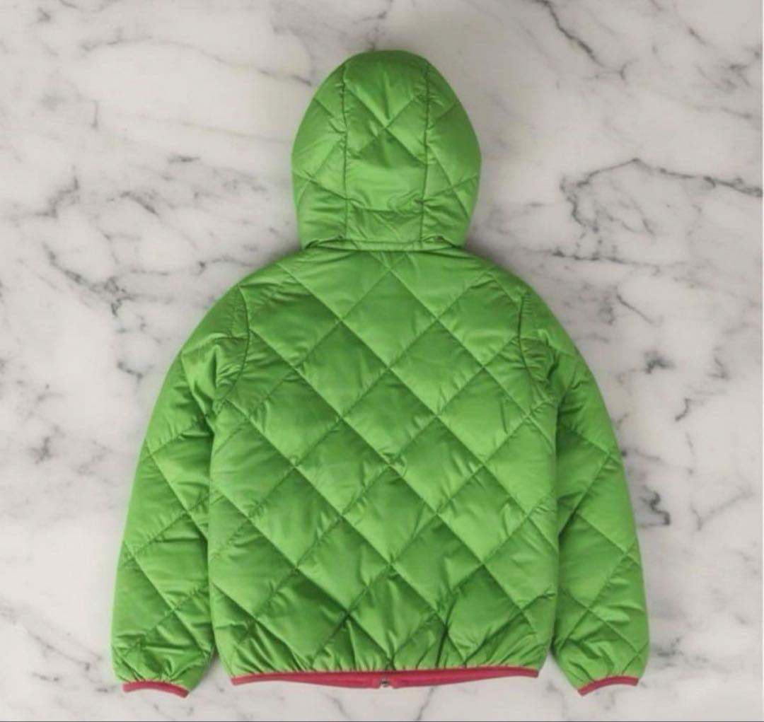 モンベル　ダウンジャケット キルティング　リバーシブル 緑/赤