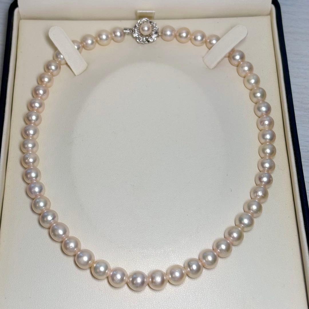 照り強超大珠✨8.5-9mm あこや本真珠ネックレス　アコヤパール　干渉色