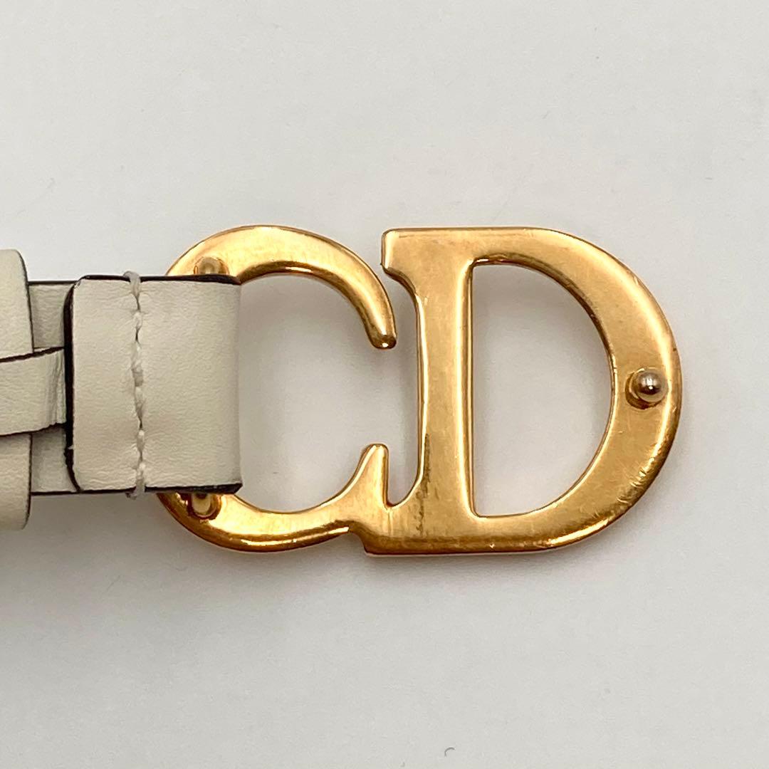 近年！極美品✨ ディオール Saddle ベルト 細身 レザー アイボリー CD