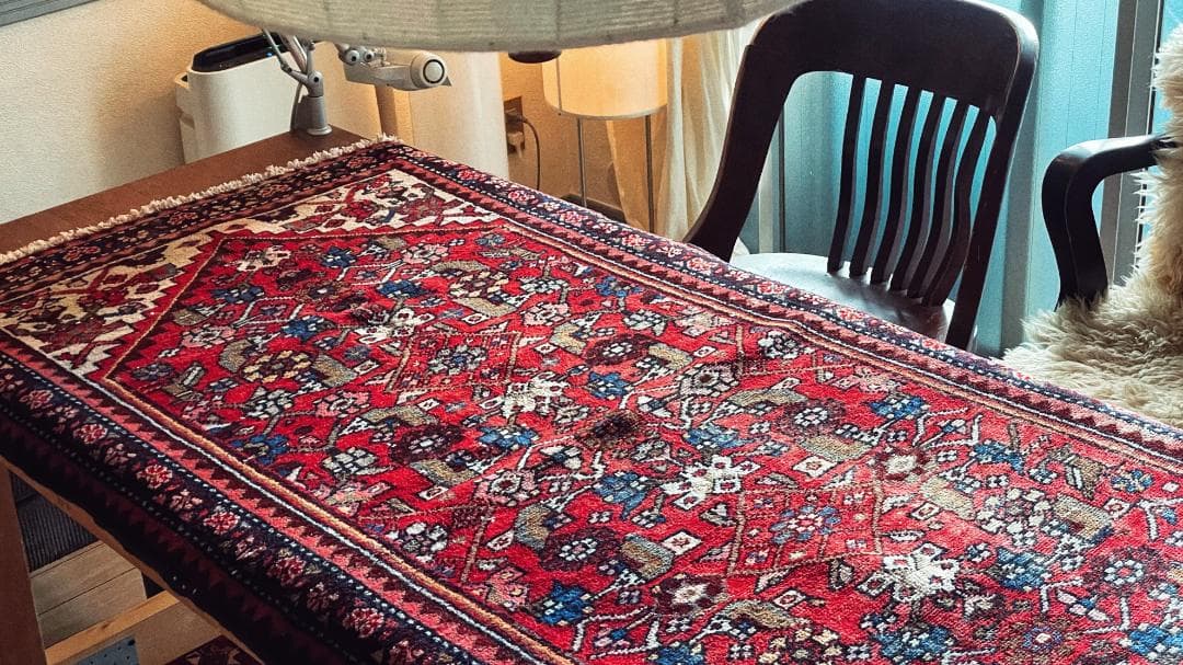 155×82〜90 アフガニスタン バルーチ族 手織りヴィンテージラグ 花と鳥