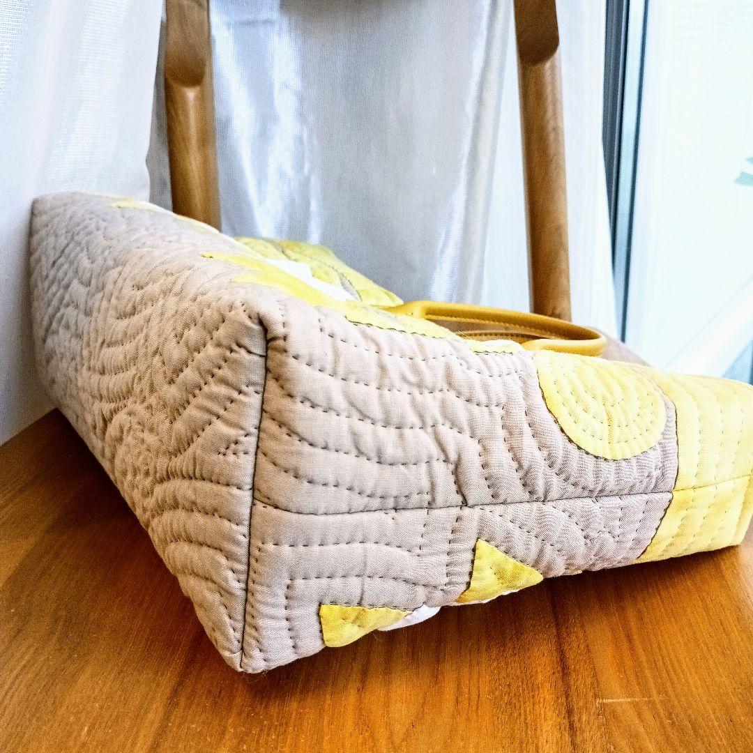 ハワイアンキルト　バッグ　パンの木　イエロー