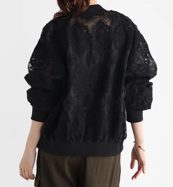 【新品】ヤマダヤ Vin ダブルジップチュールレースブルゾン ブラック サイズF