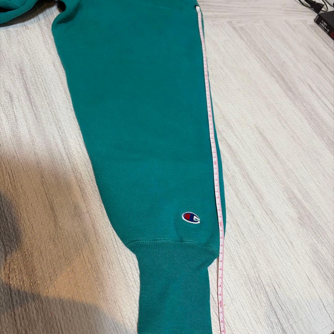 米国製リバースウィーブChampion ターコイズ クルーネック スウェット