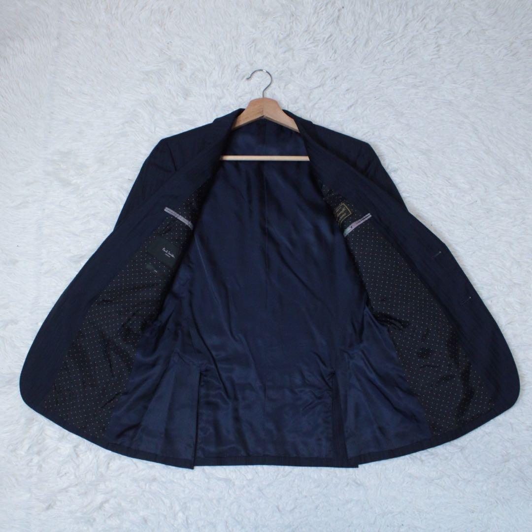 極美品 ポールスミス ロロピアーナ 2Bセットアップスーツ ストライプ ネイビー