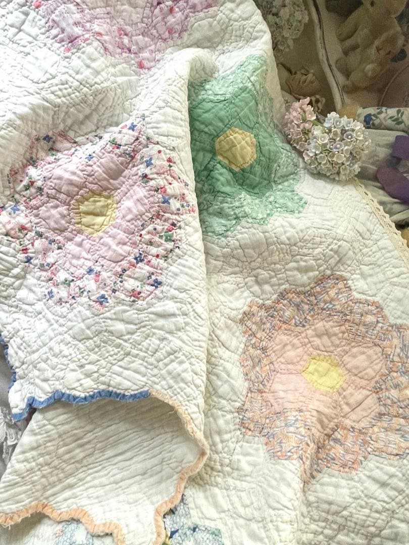 アンティークキルトマルチカバー♡ハンドメイド·͜· ♡