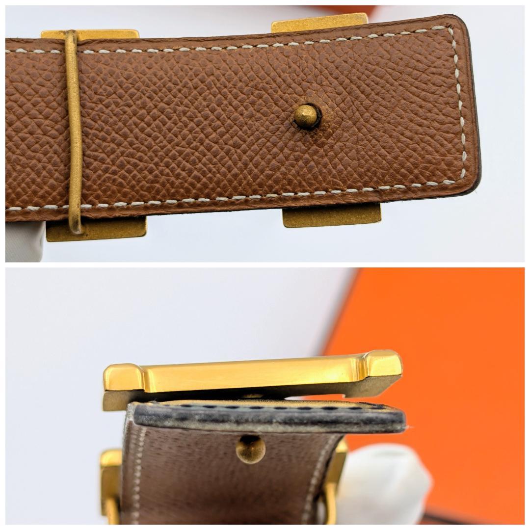 エルメス コンスタンス Hベルト ゴールド リバーシブル カーフ 65 ブラック