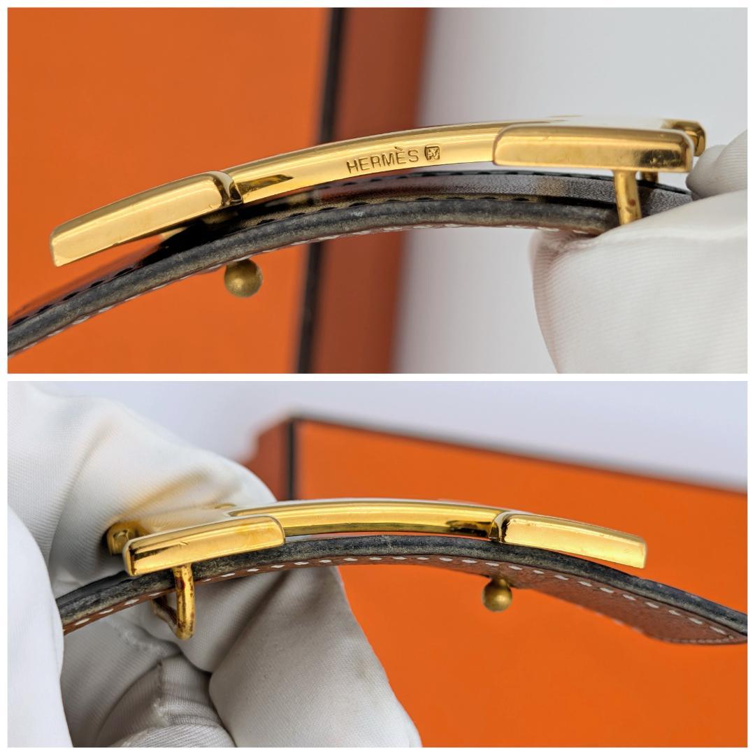 エルメス コンスタンス Hベルト ゴールド リバーシブル カーフ 65 ブラック