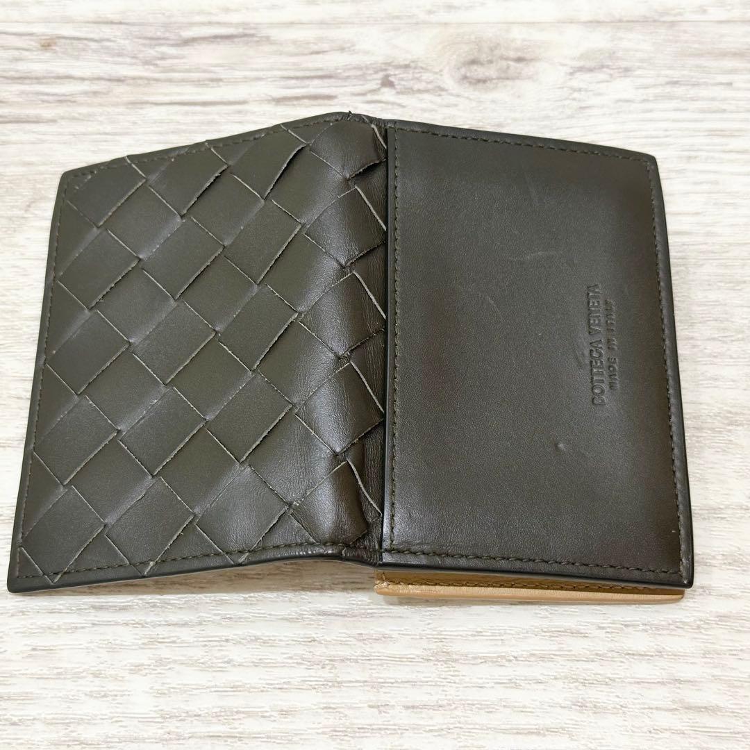 美品 現行 ボッテガヴェネタ ビジネスカードケース イントレチャート ブラウン