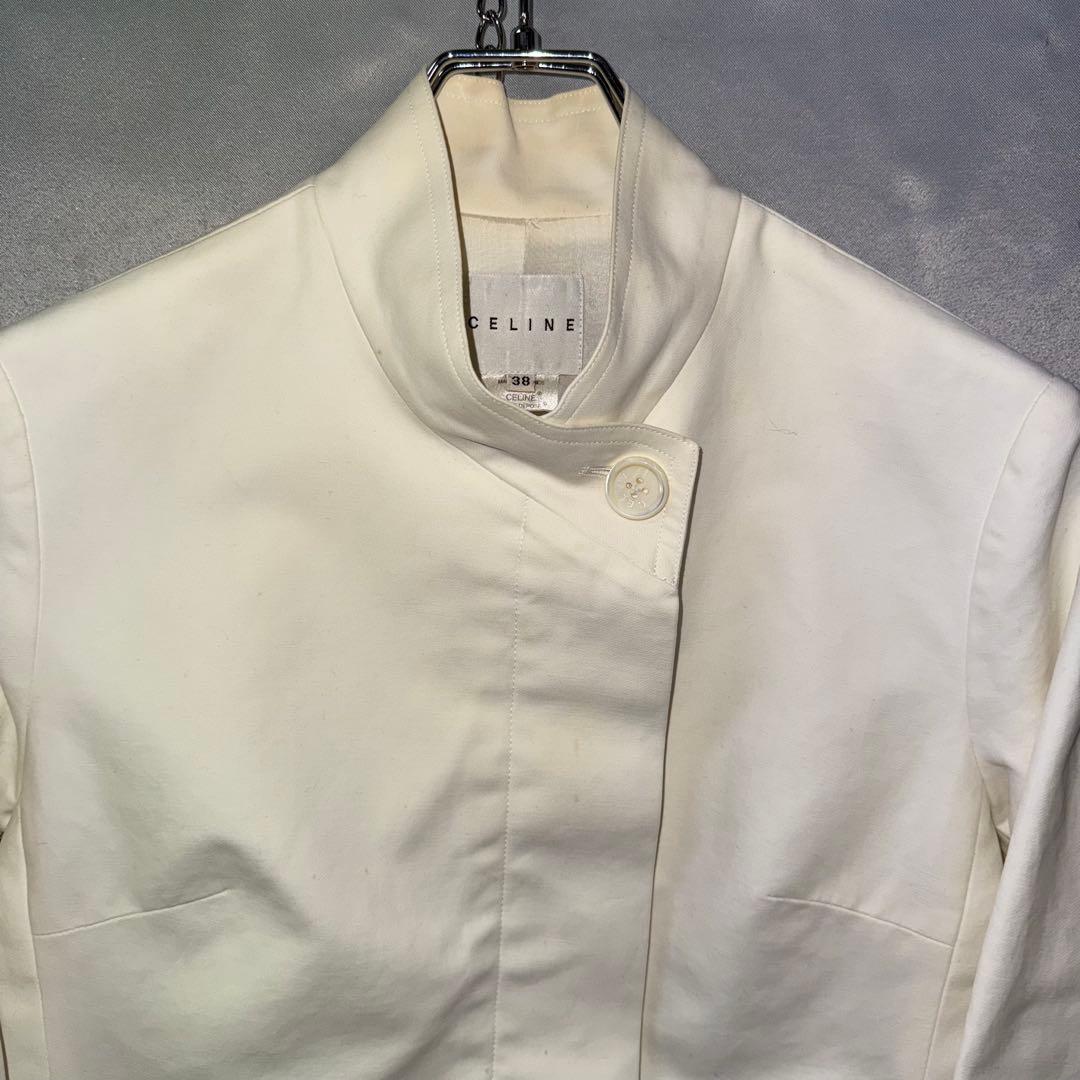 CELINE ショート丈　コットンライダース　38 ホワイト フランス製