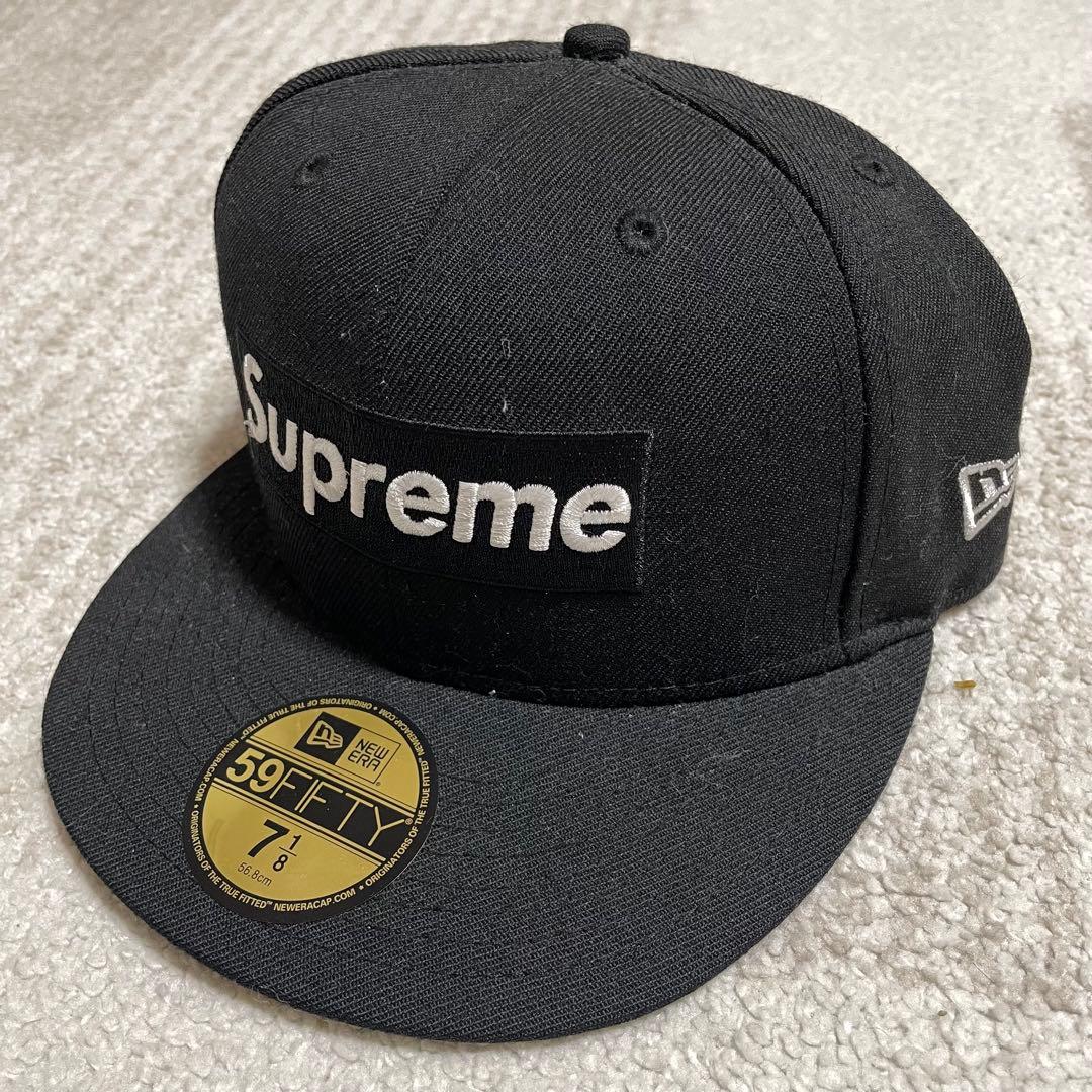 【美品】Supreme ベースボールキャップ 黒 7 1/8