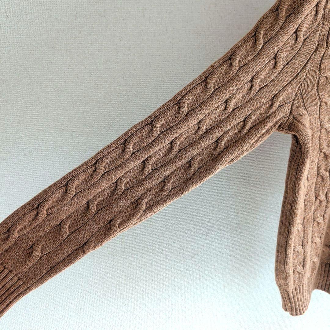 美品 ポロラルフローレン ケーブルニット ネイビーポニー刺繍 綿 ブラウン系 M