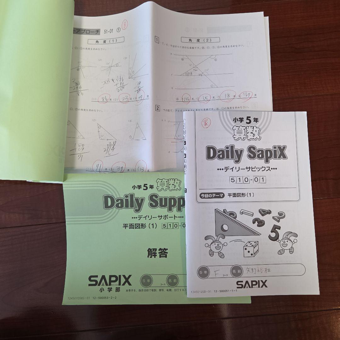 SAPIX算数デイリーサポート(通常、春期、夏期、冬期)　5年生　2024年