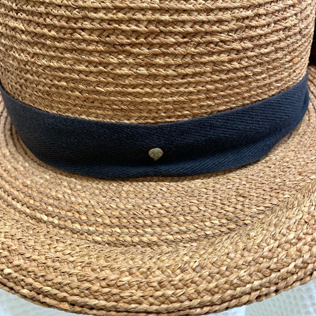 ヘレンカミンスキー 麦わら帽子 リボン 黒　ラフィア