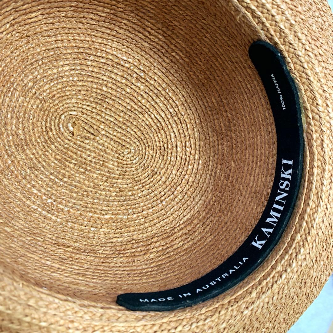 ヘレンカミンスキー 麦わら帽子 リボン 黒　ラフィア