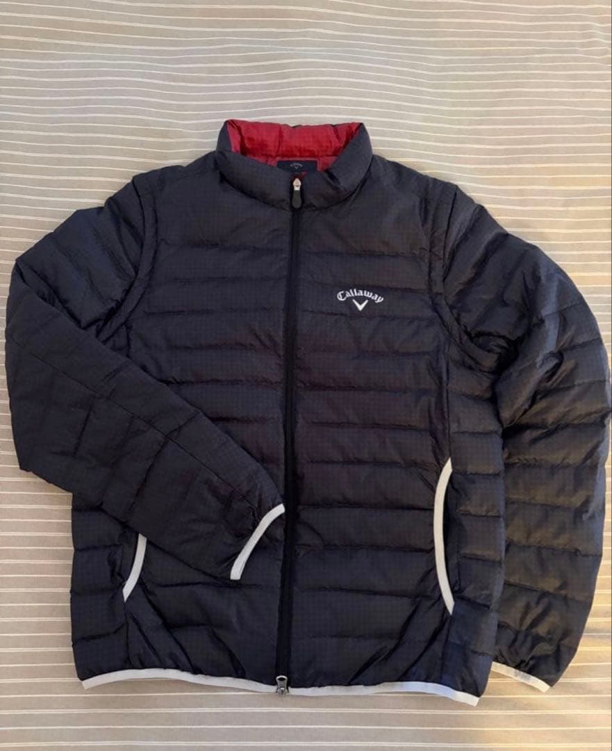 【美品】callaway キャロウェイ ダウンジャケット2way ネイビー XL