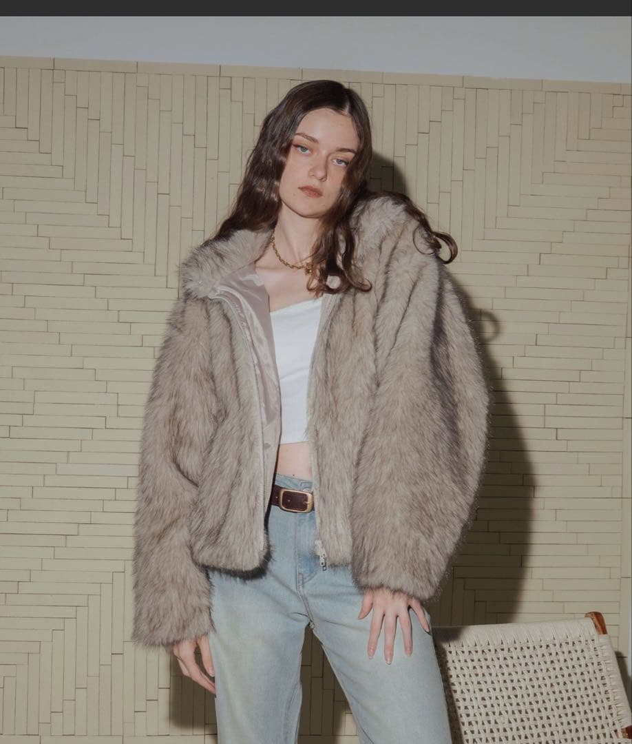 フェイクファーダブルジップジャケット