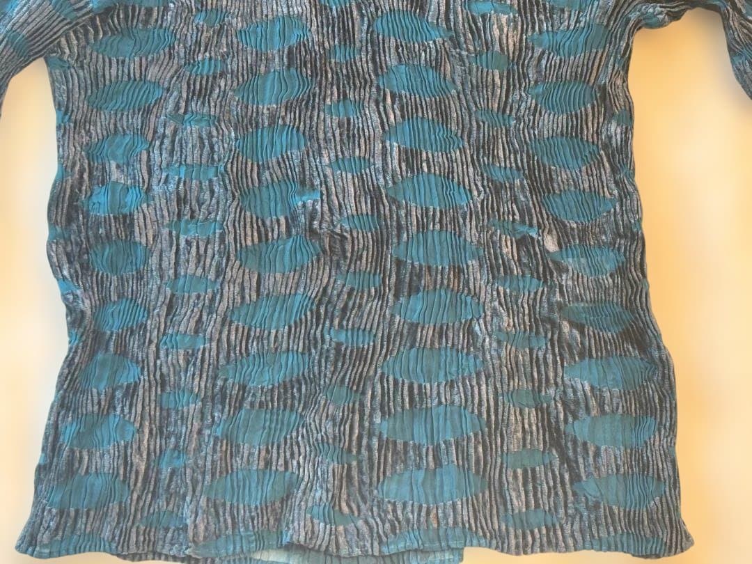 ISSEYMIYAKE FETE pleated top ブルードット模様