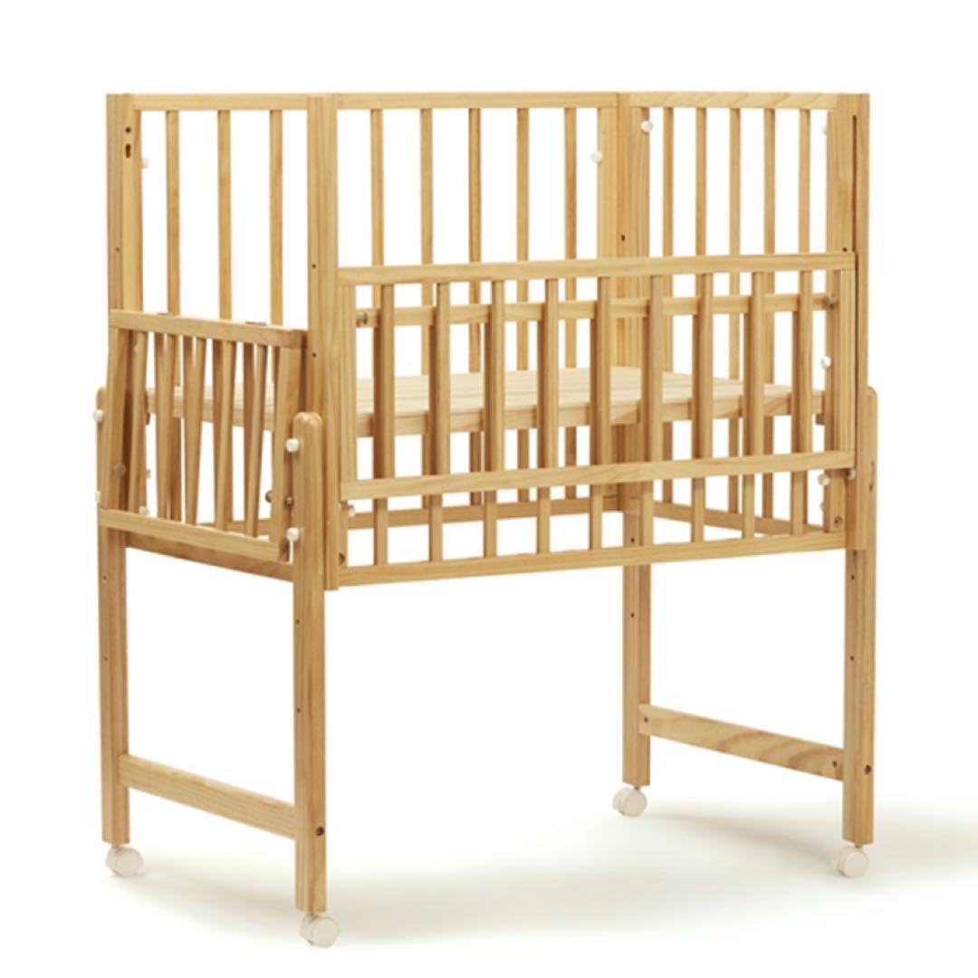 【美品】大和屋 トール Wオープン ミニベビーベッド ミニサイズ ナチュラル