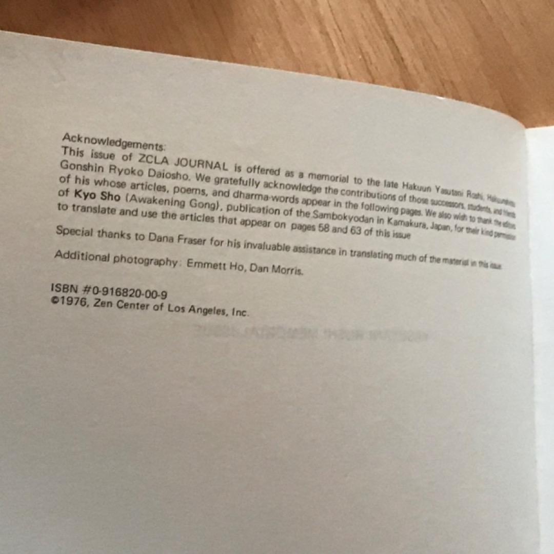 洋書 Yasutani Roshi Memorial Issue ZCLA