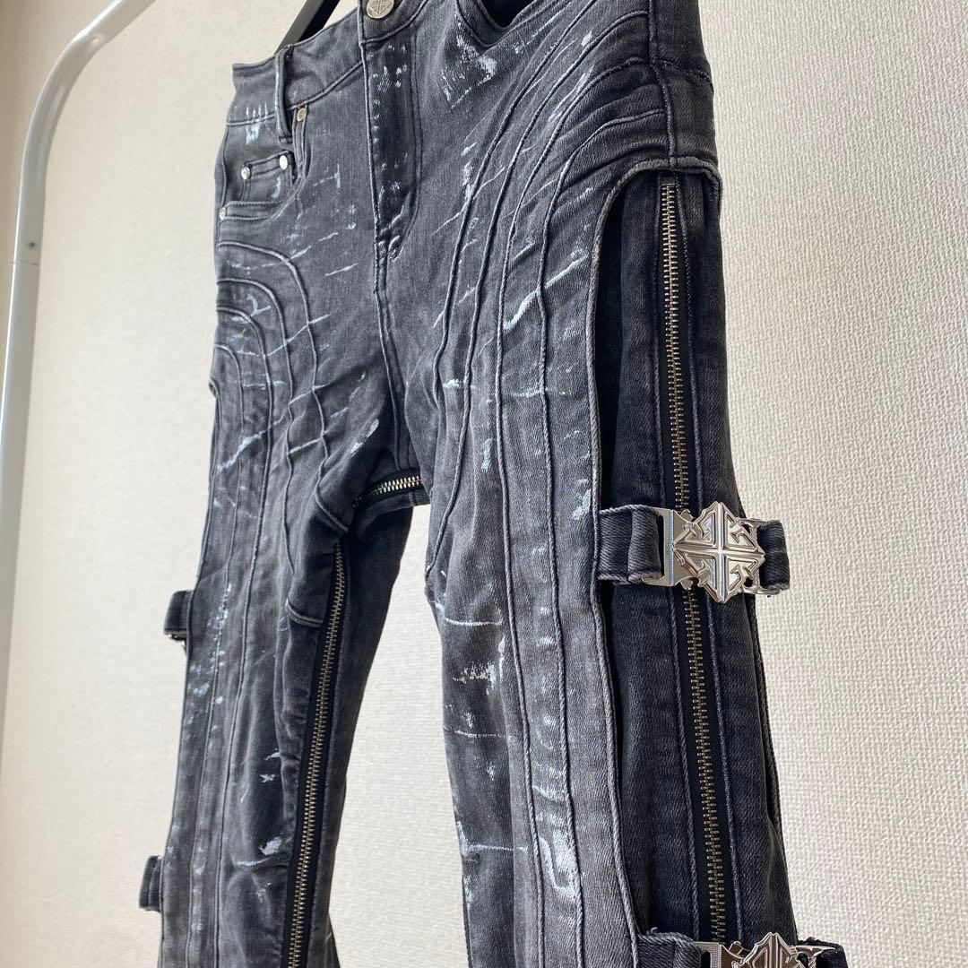 新品28 GUAPI フレア スキニー スタックデニム ジーンズ