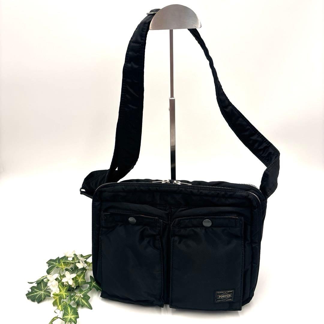 【美品】PORTER タンカー L 2層式 ショルダーバッグ 黒