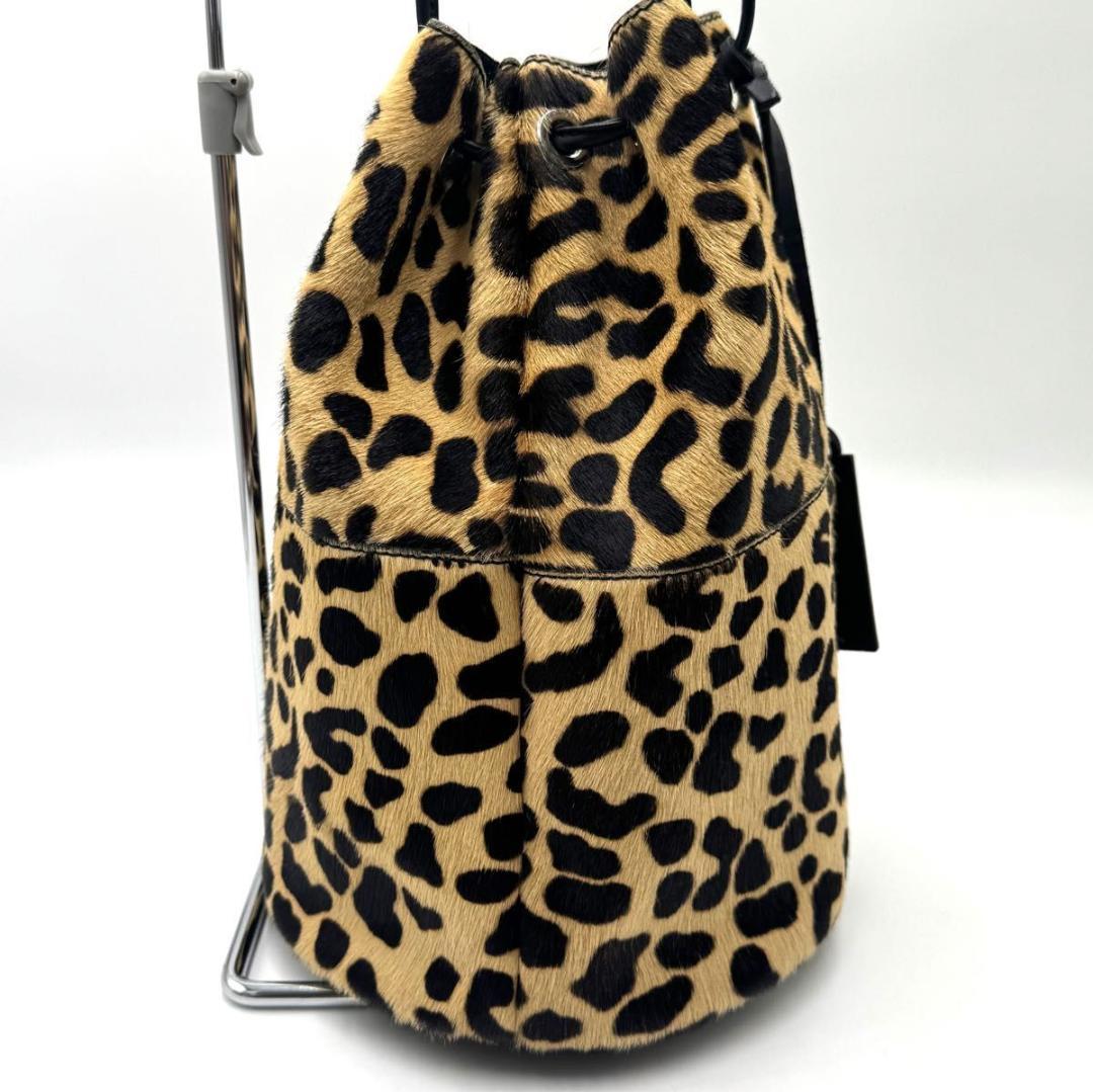 極美品✨MARCO MASI　ハラコ　巾着　レオパード　ショルダーバッグ　肩掛け