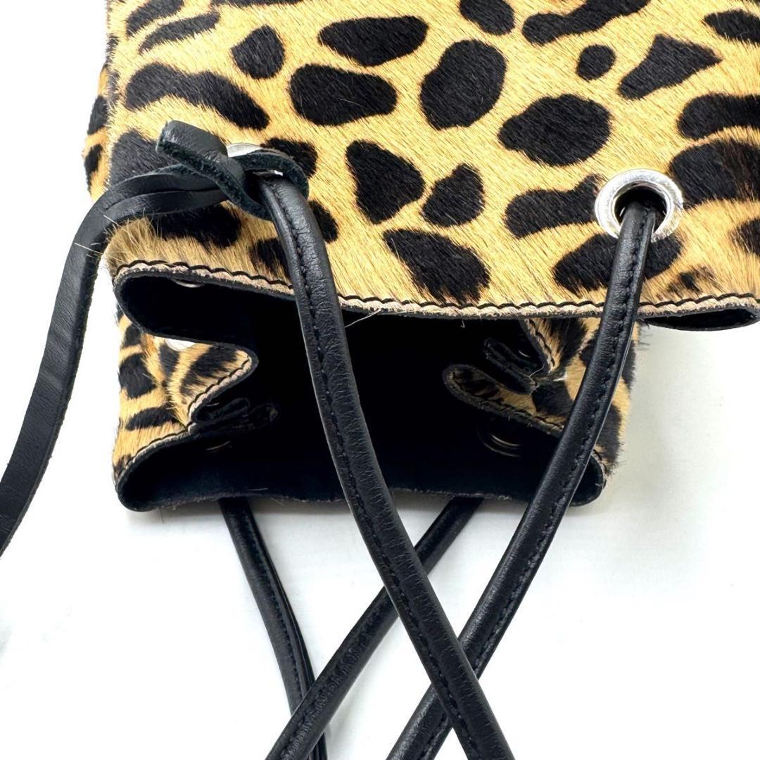極美品✨MARCO MASI　ハラコ　巾着　レオパード　ショルダーバッグ　肩掛け