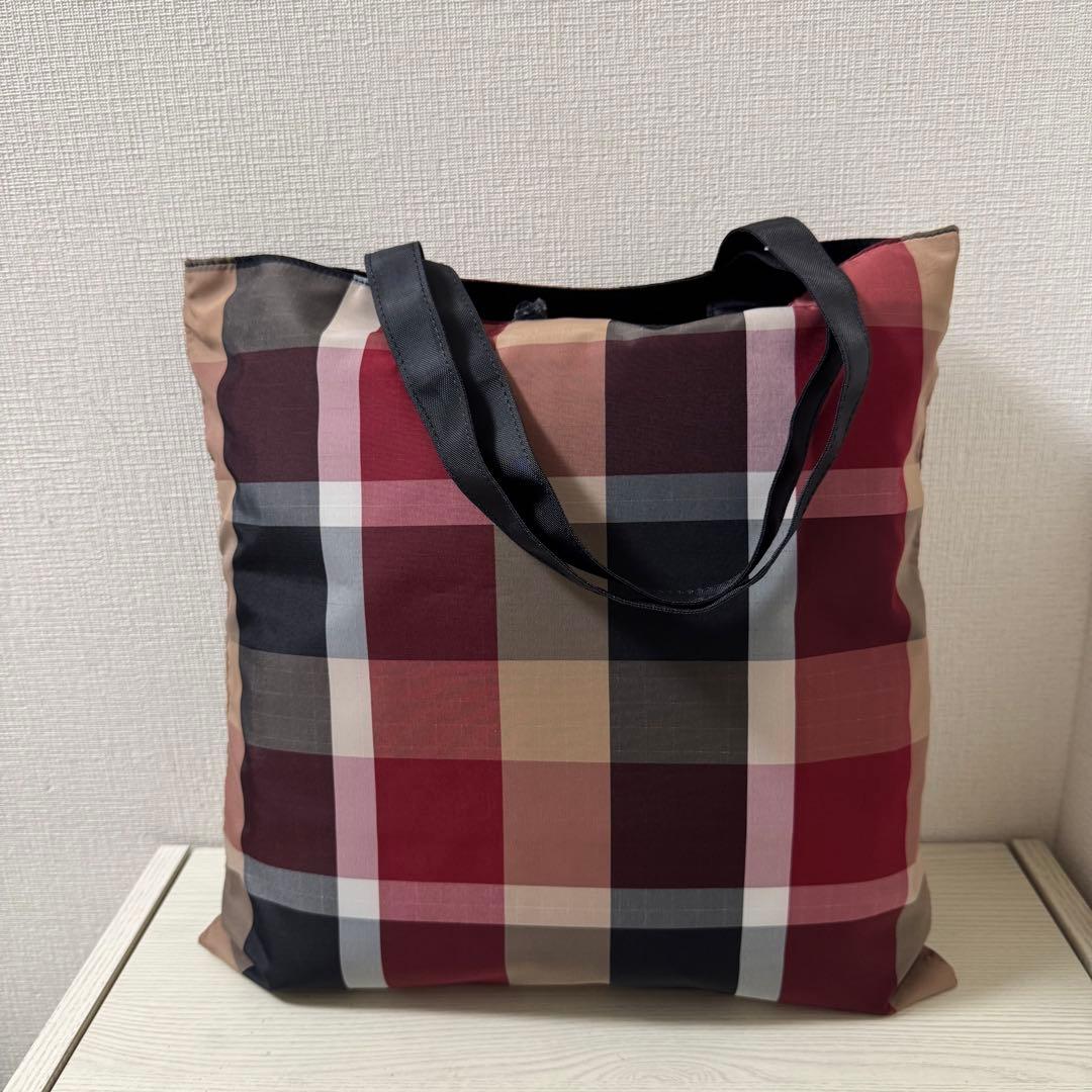 【新品タグ付き】ブラックレーベルクレストブリッジ エコバッグ レッド　チェック