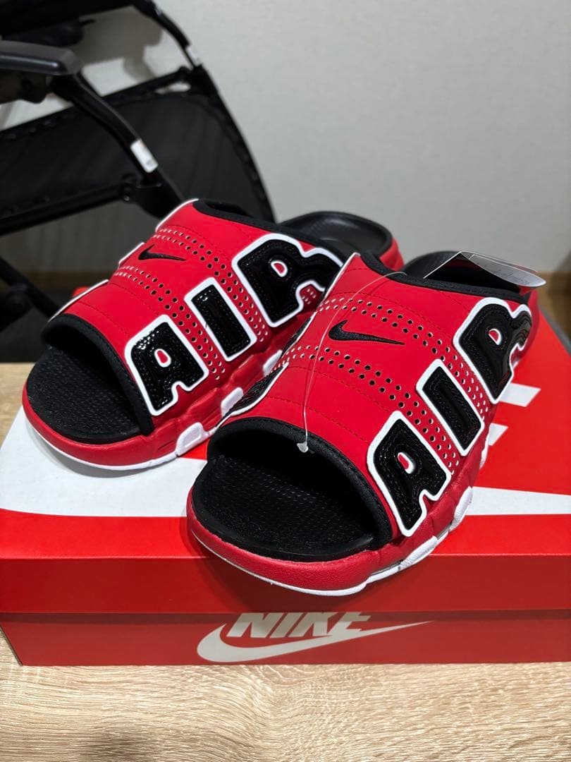NIKE エアモアアップテンポ スライド　27cm　赤黒