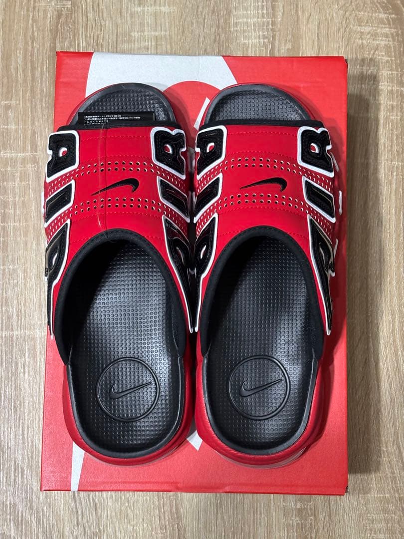 NIKE エアモアアップテンポ スライド　27cm　赤黒