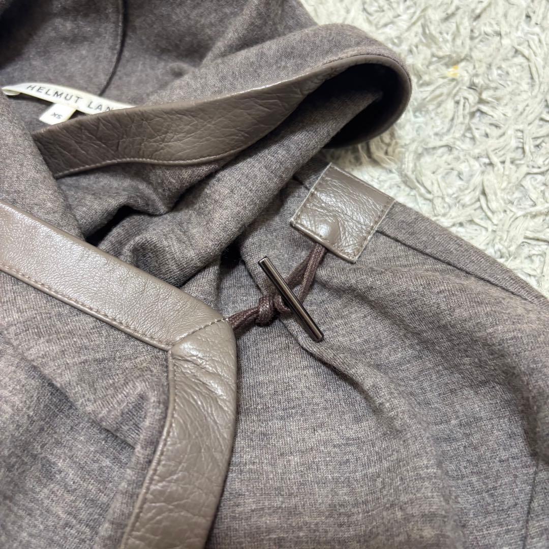 ヘルムートラング レザーパイピング ドレープ カーディガン XS