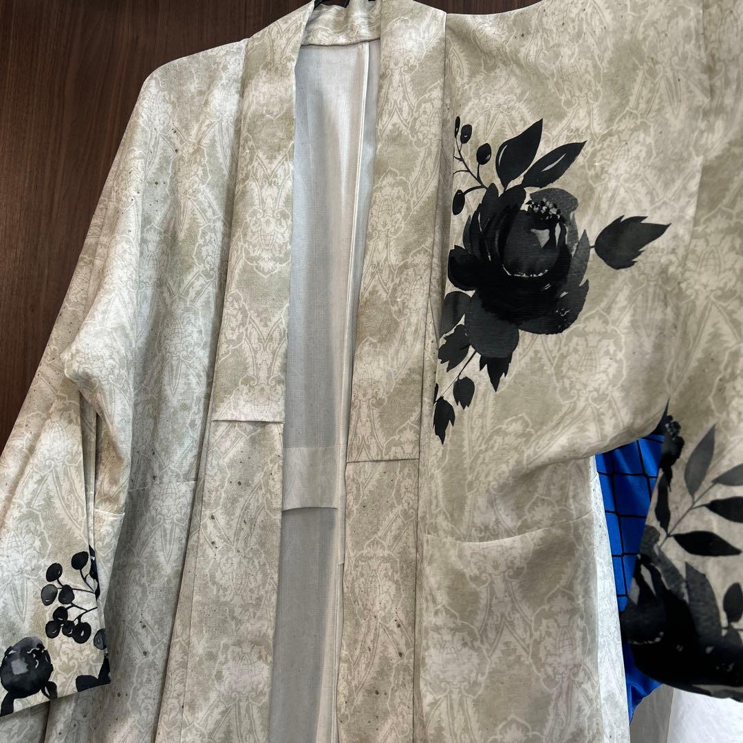 ゴフクヤサン　白黒花柄浴衣・帯セット