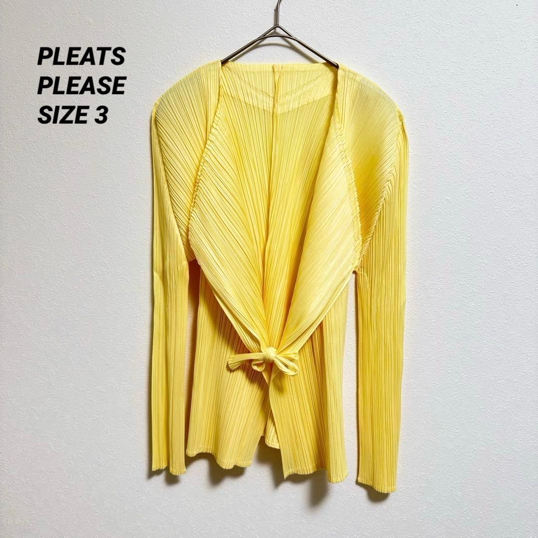 極美品✨PLEATS PLEASE ノーカラー　ベルト　イエロー　プリーツ