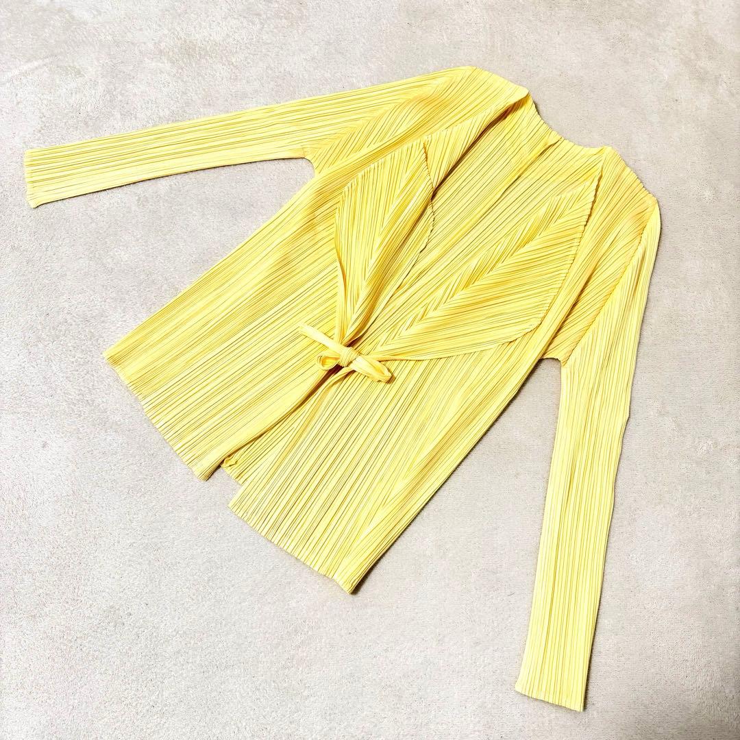 極美品✨PLEATS PLEASE ノーカラー　ベルト　イエロー　プリーツ