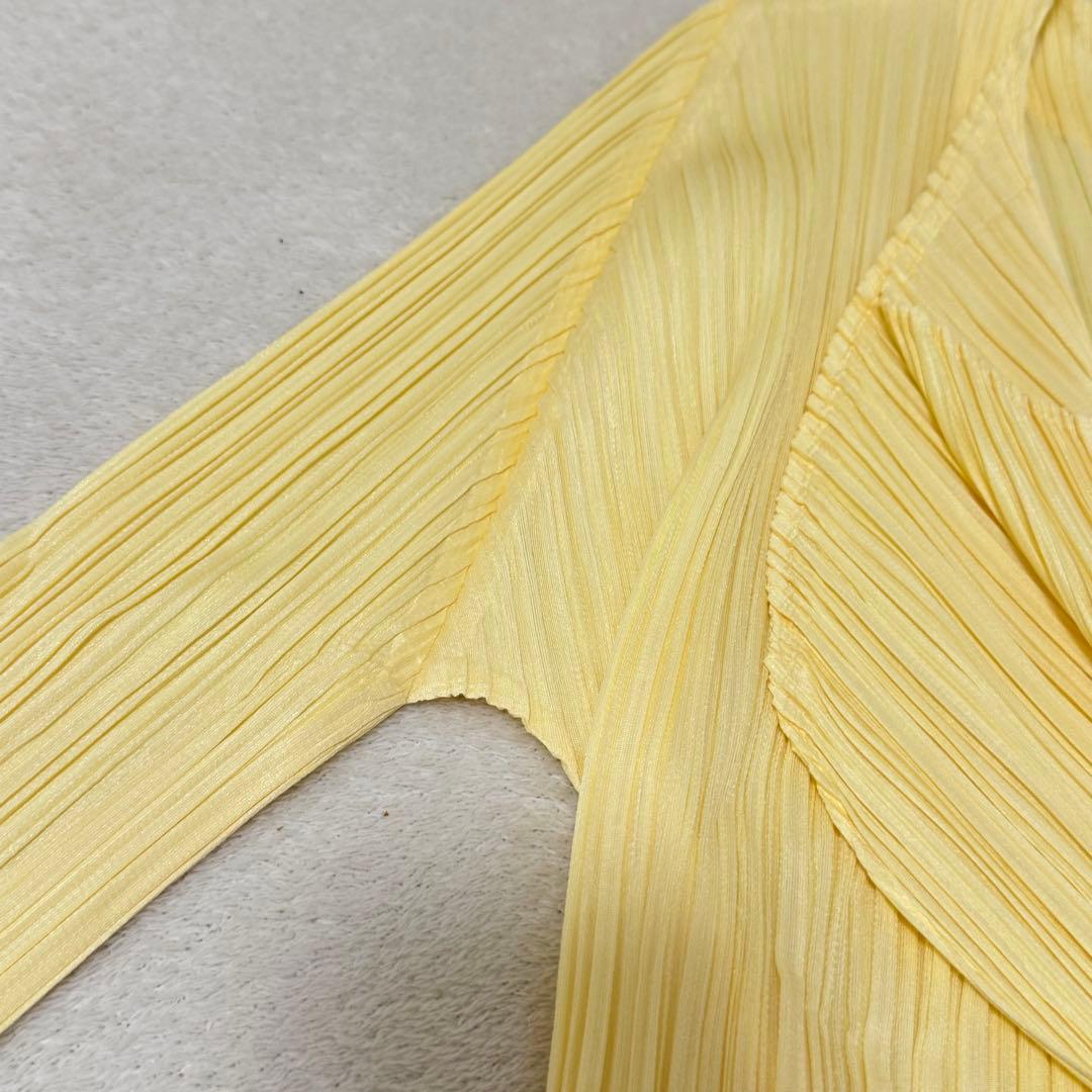 極美品✨PLEATS PLEASE ノーカラー　ベルト　イエロー　プリーツ