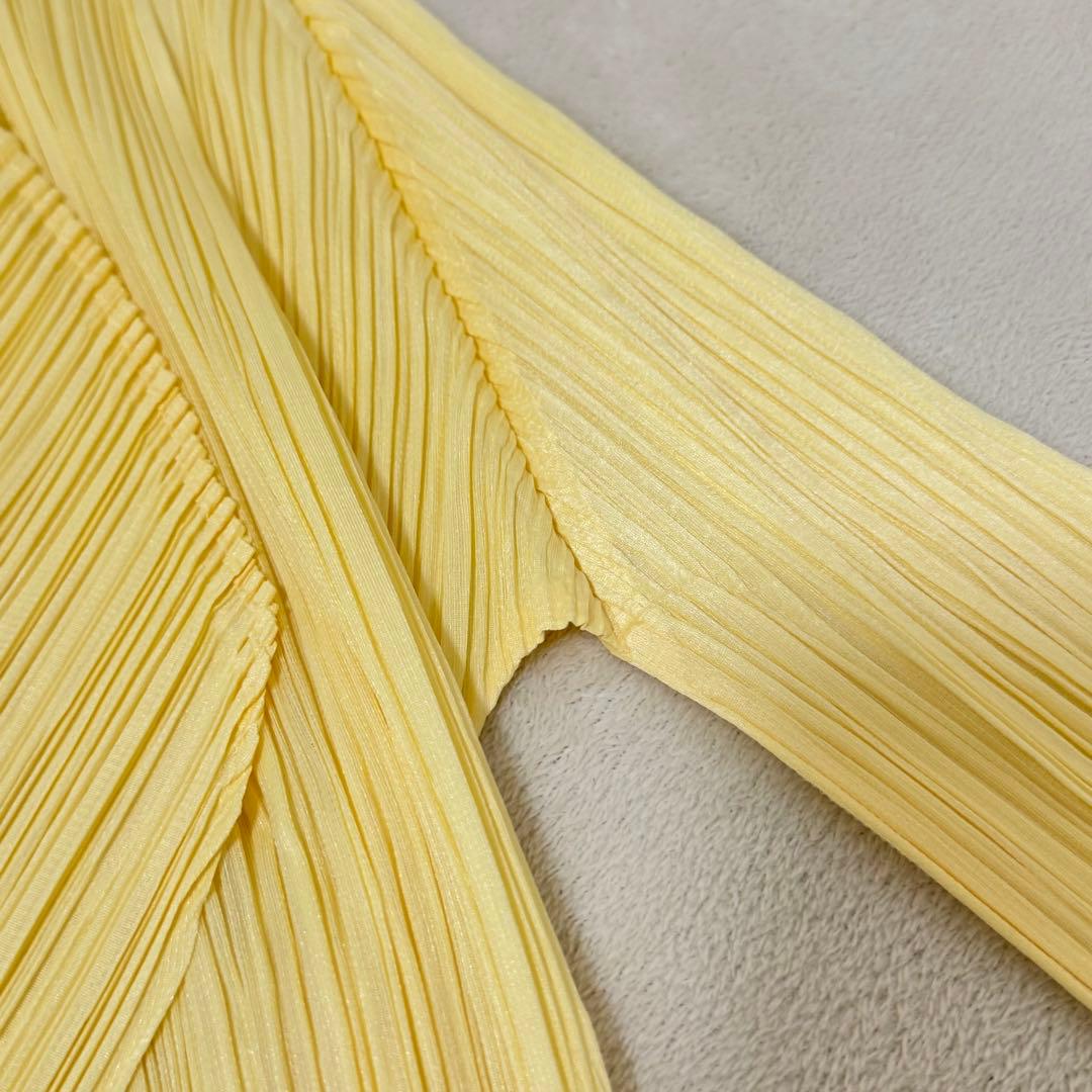 極美品✨PLEATS PLEASE ノーカラー　ベルト　イエロー　プリーツ