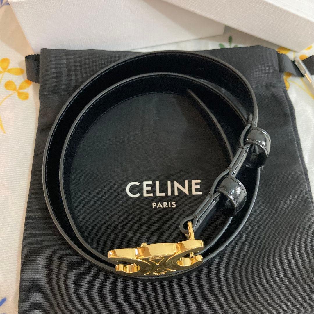 セリーヌ トリオンフ ベルト 85 レザー ブラック ゴールド