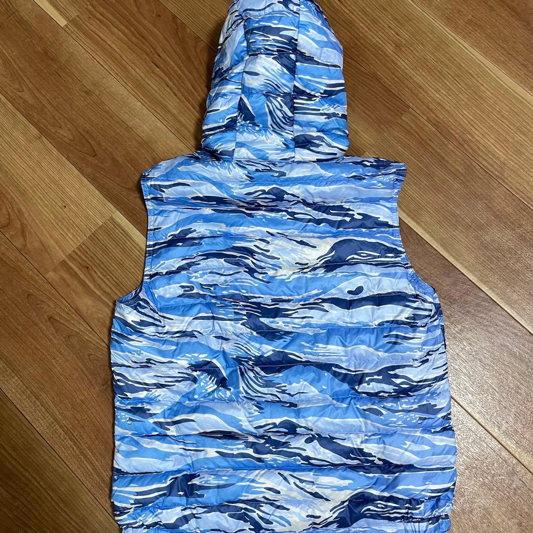 MONCLER フード付き ダウンベスト ブルー　迷彩　モンクレール