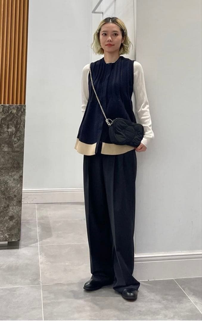 ユナイテッドアローズ ケーブル ペプラム ノースリーブ ニットベスト