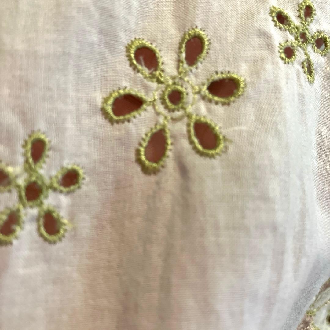 ピンクハウス　チュニック　ブラウス　刺繍　ハシゴレース　生成り色