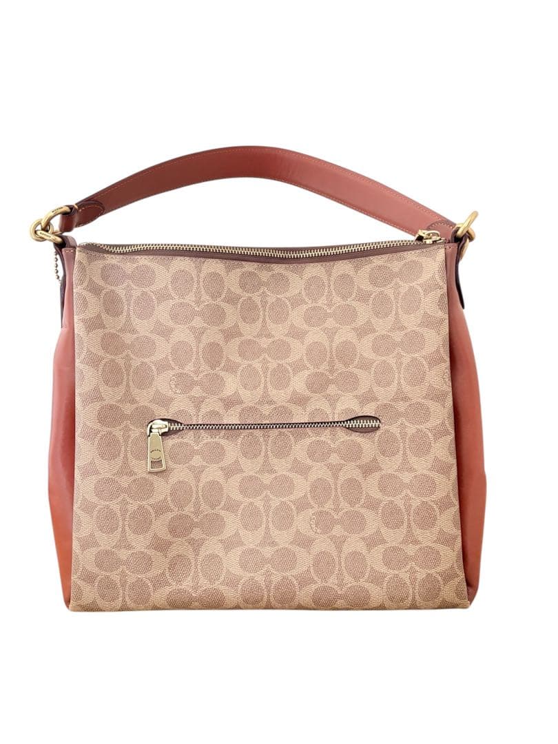 美品COACH ショルダーバッグ シグネチャー ショルダー ブラウン レザー