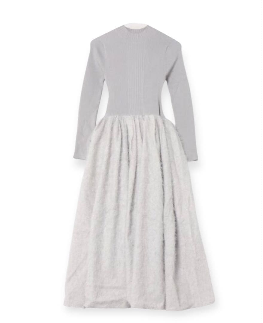 新品　ELENDEEK 切り替えニットワンピース　マキシ丈　フレア ロング