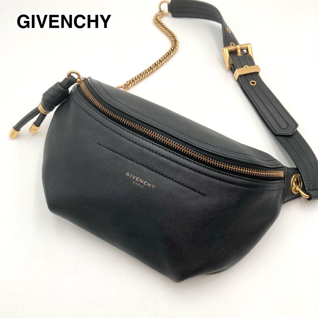 mai！超美品✨ GIVENCHY ウィップ ベルトバッグ 黒 チェーン