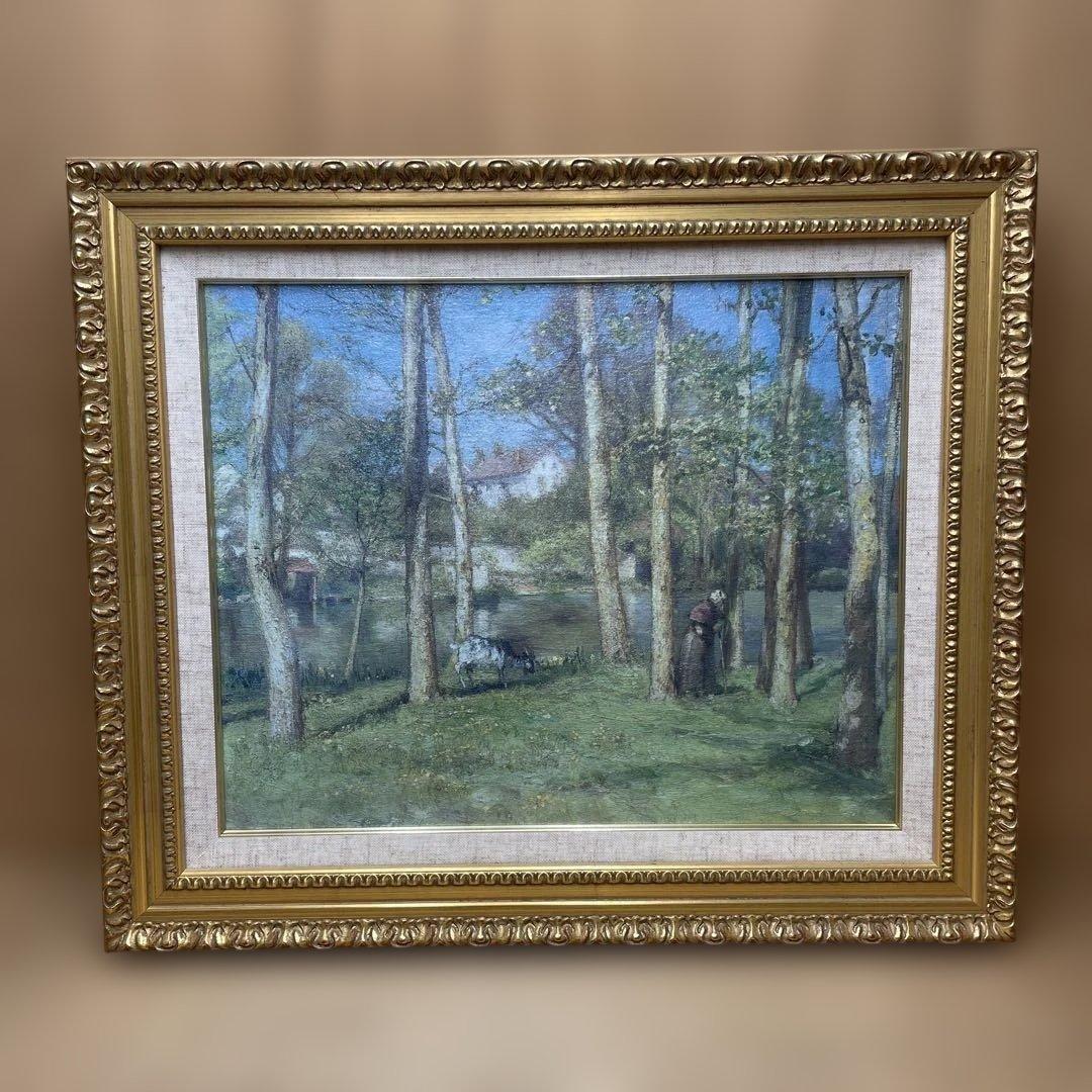 大原美術館　絵画　児島虎次郎「岸の森」1909年（明治42年）　複製画　金縁