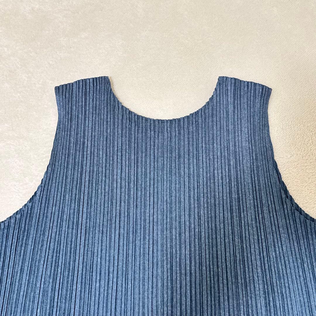 極美品✨PLEATS PLEASE プリーツ　ネイビー　ノースリーブ　スリット