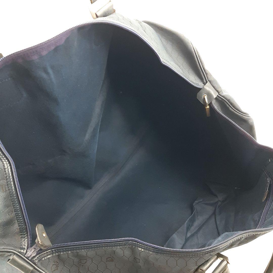 クリスチャンディオール　ボストンバッグ　ハニカム柄　大容量　キャンバス　ネイビー