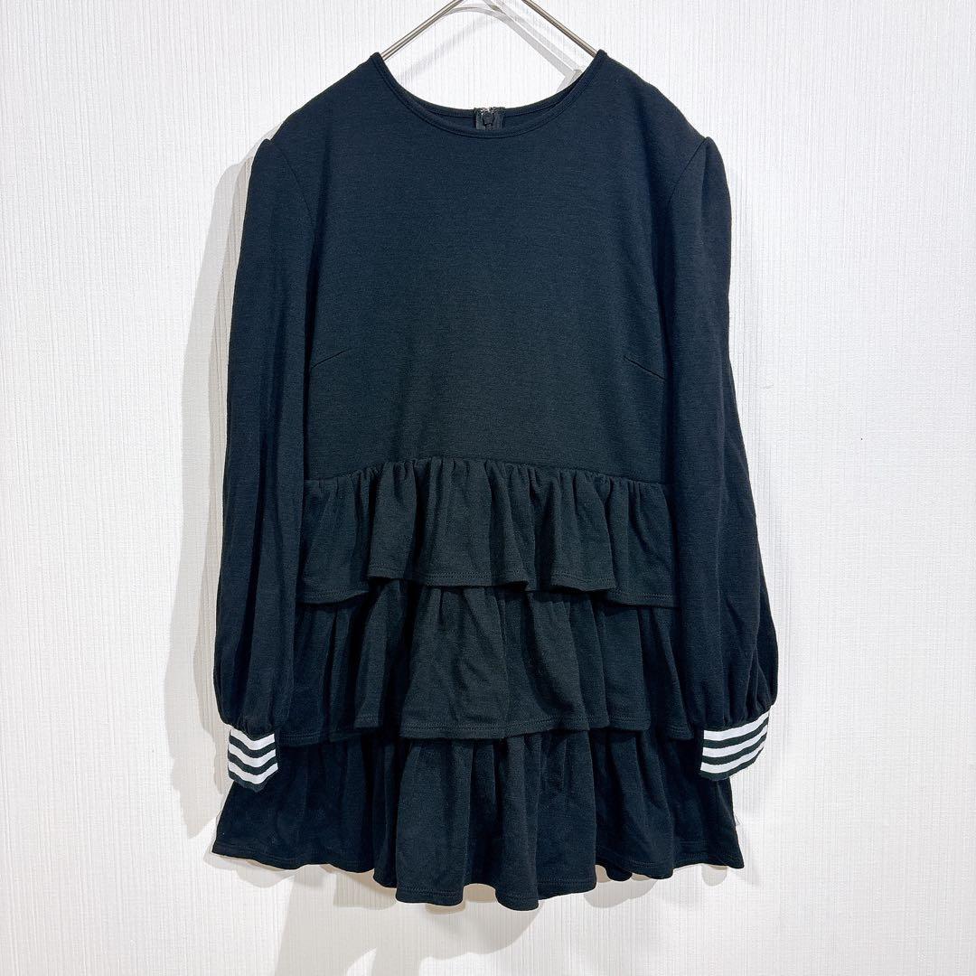 ボーダーズアットバルコニー ティアード ウール ブラウス チュニック ブラック