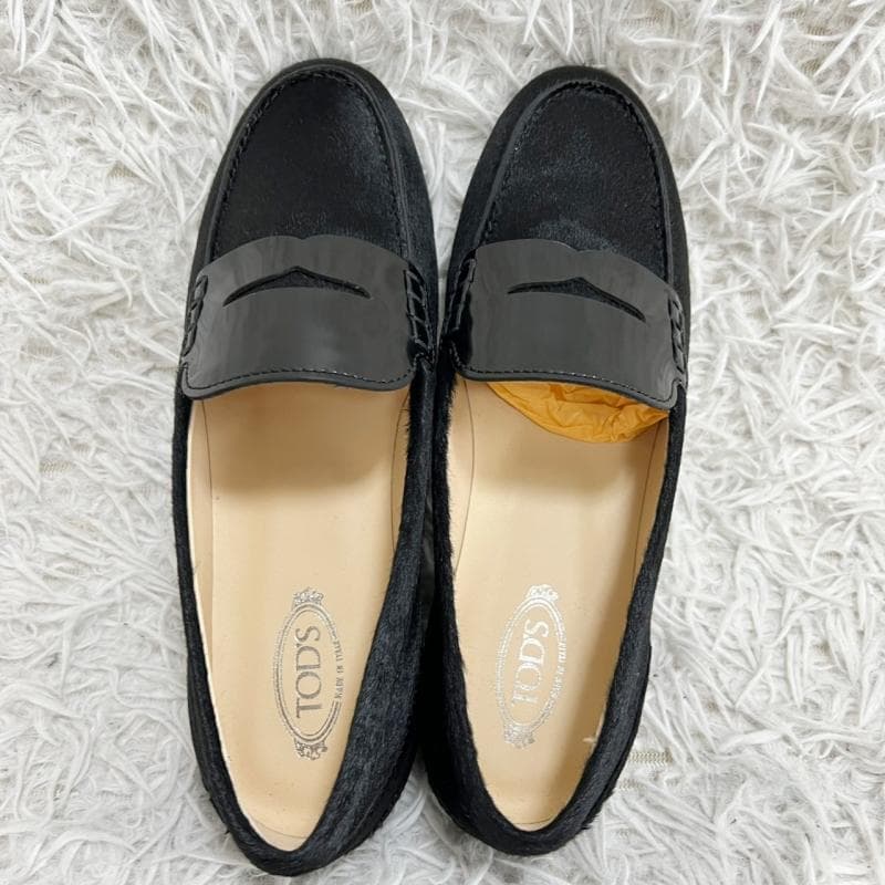 極美品 TOD’S ローファー ハラコ ブラック モカシン 36.5