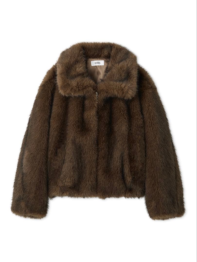 SNIDEL ファーショートコート ブラウン