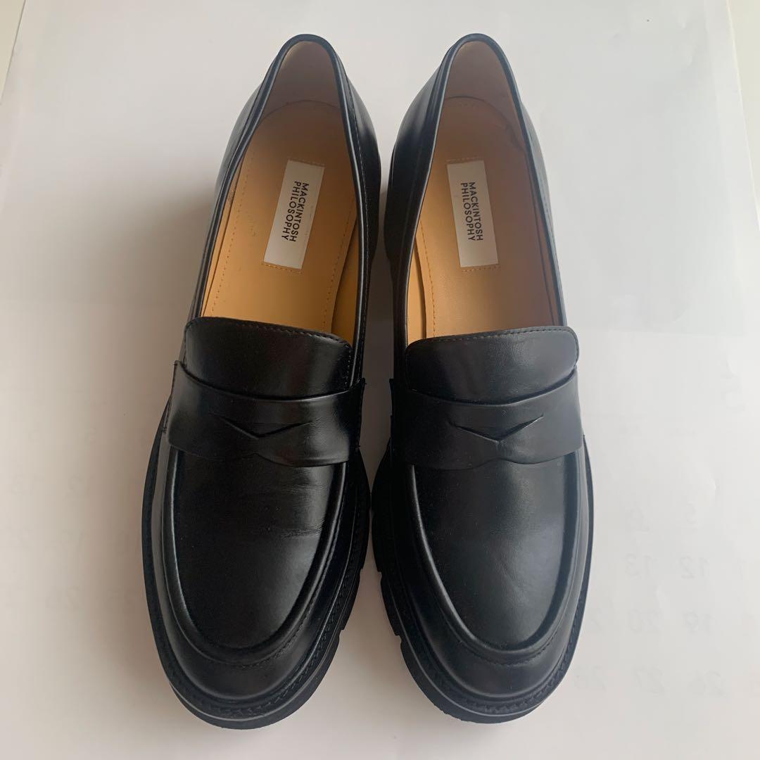 Macintosh ブラックレザー ローファー　　25㎝